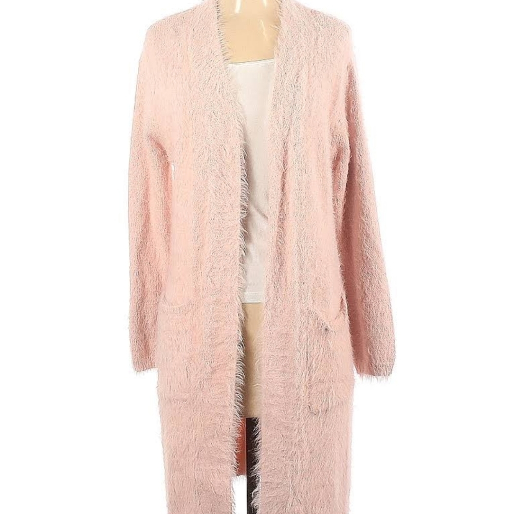 SOLD.    Fuzzy Pink Cardigan